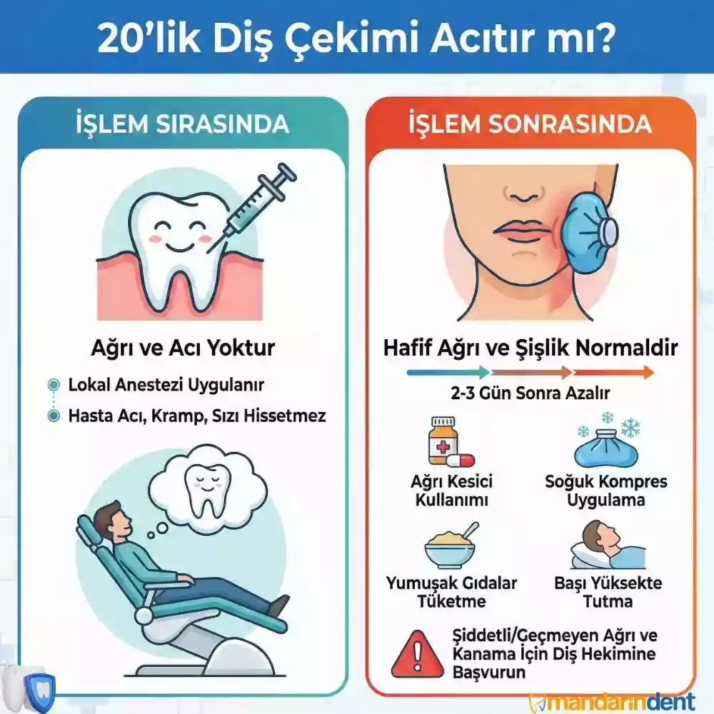 20’lik diş çekimi acıtır mı? Lokal anestezi ve işlem sırasında baskı hissi