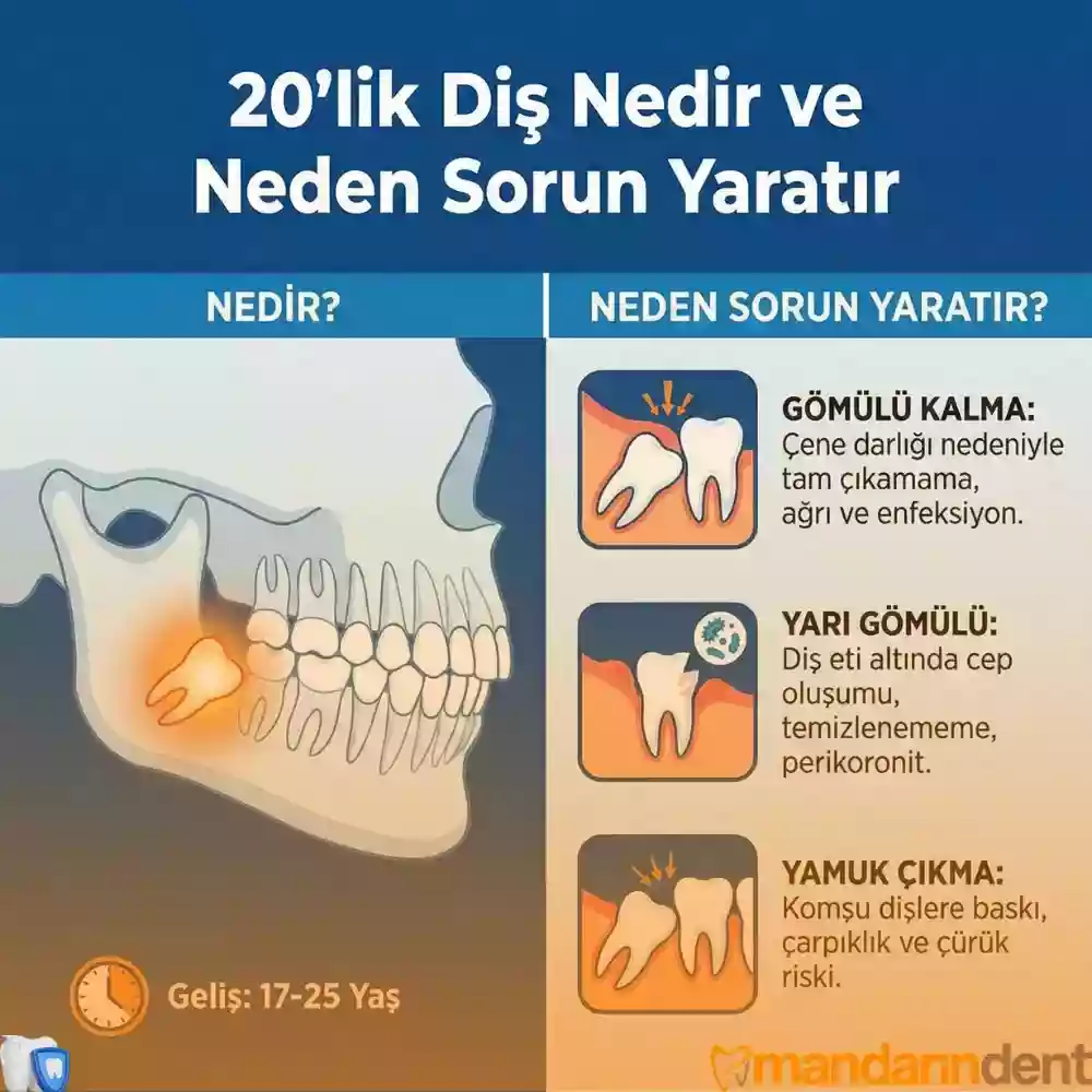 20’lik diş nedir ve neden sorun yaratır? Yarı sürmüş yirmilik diş