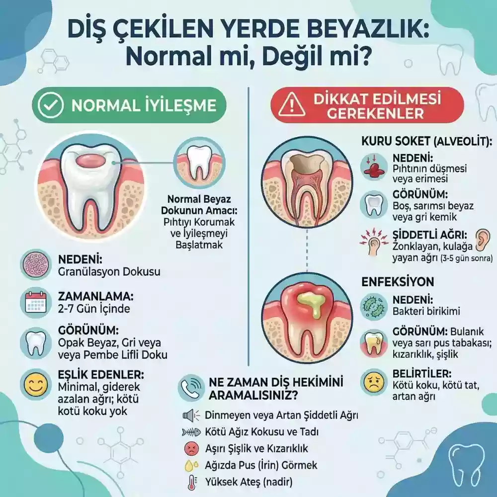 Diş çekiminden sonra pıhtı ve alveolit – çekim yerinde beyazlık