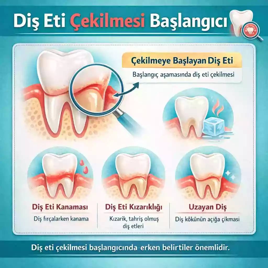 Diş eti çekilmesi başlangıcı ve erken dönem diş eti seviyesi değişimi