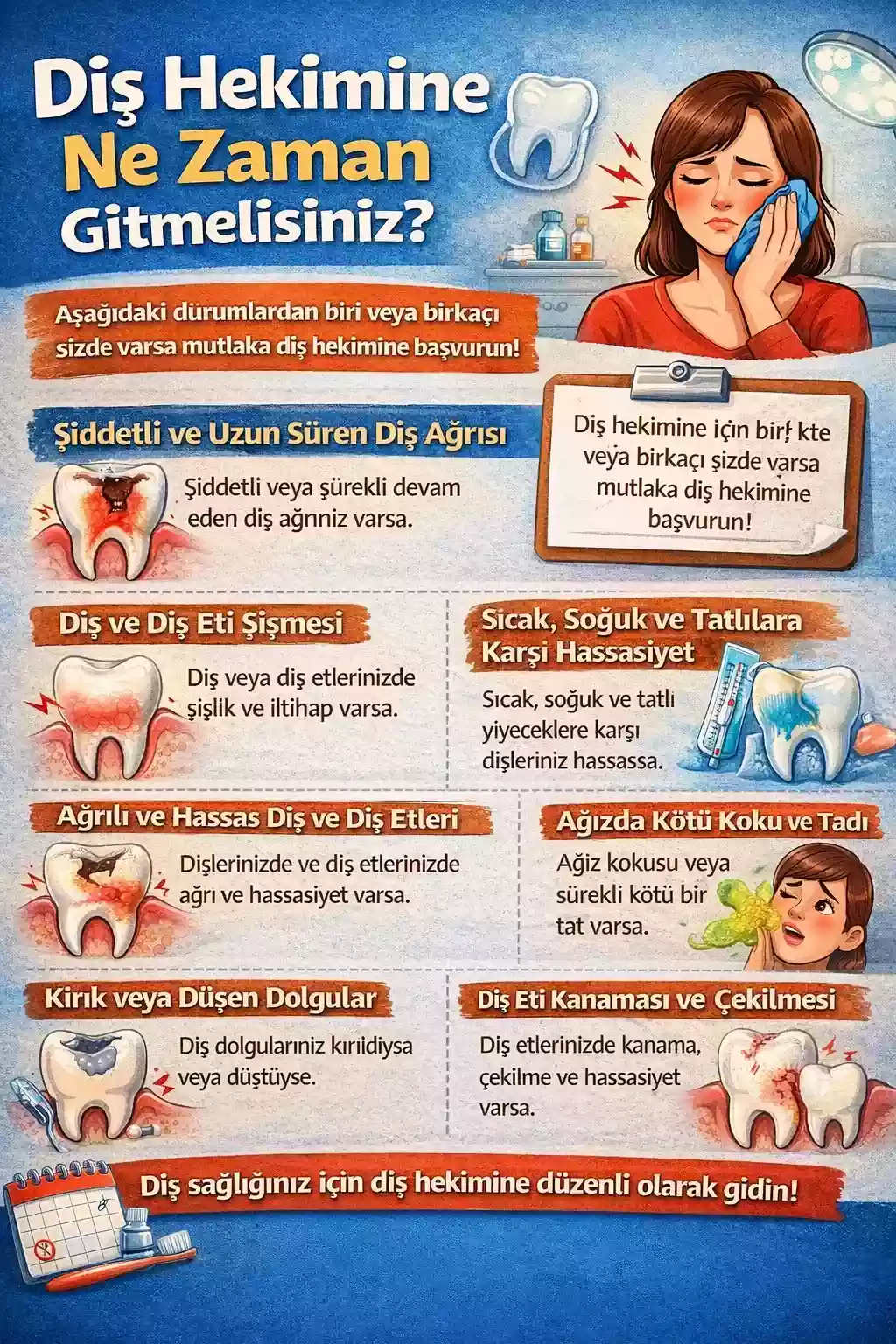 Diş Ağrısının Klinikte Tedavisi – Muayene ve gerekirse röntgen ardından, ağrının nedenine göre dolgu, kanal tedavisi, diş eti tedavisi veya çekim değerlendirilebilir.