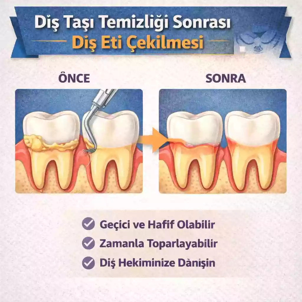Diş taşı temizliği sonrası diş eti çekilmesi ve diş eti şişliğinin azalması