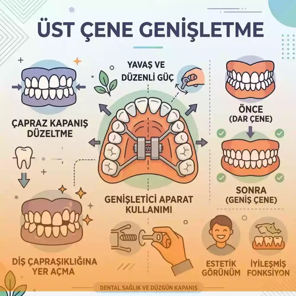 Üst çene genişletme nedir, üst damak darlığı ve maksiller genişletme