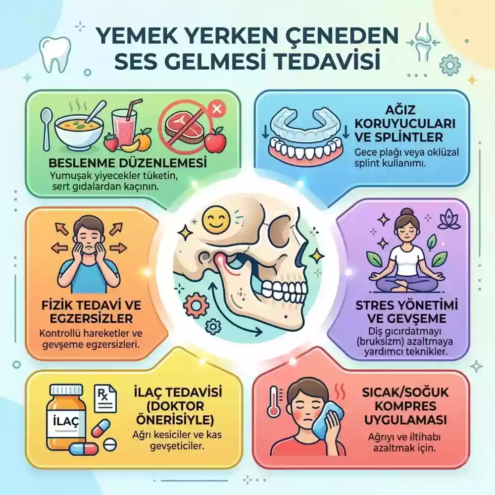 Yemek yerken çeneden ses gelmesi tedavisi ve çiğneme sırasında çene ağrısı