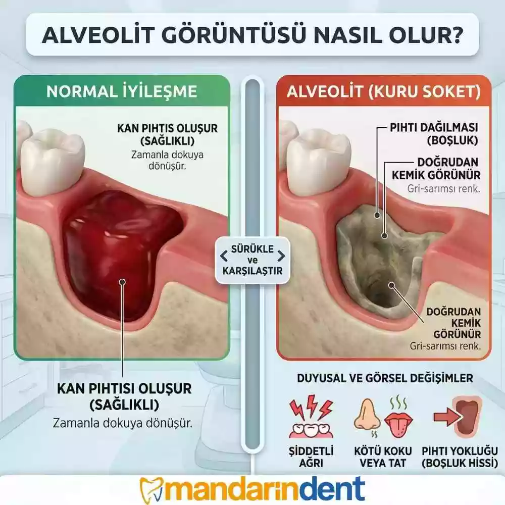 Alveolit normal iyileşme karşılaştırması